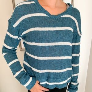 teal+white striped sweater